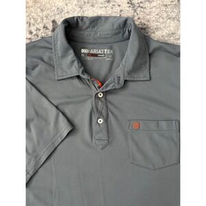 Ariat Tek Heat Series Polo‎ Shirt Mens XL Gray Stretch Performance Golf Pocket